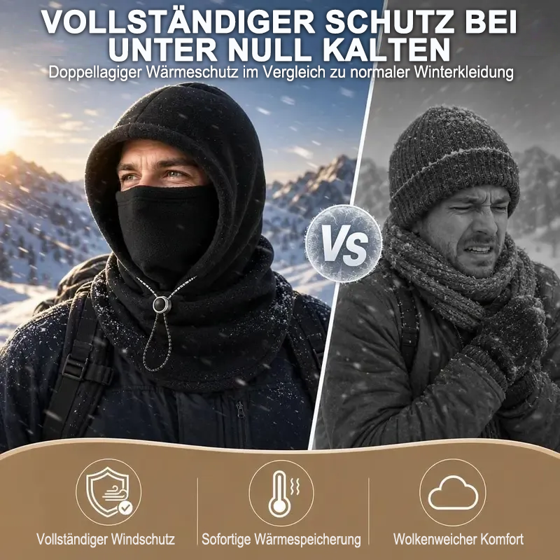 🔥 Integrierte Flanell-Gesichtsmaske mit Mütze – Winddicht & warm