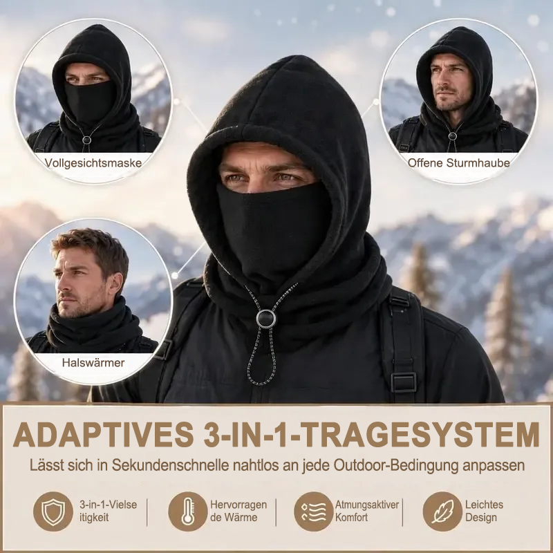 🔥 Integrierte Flanell-Gesichtsmaske mit Mütze – Winddicht & warm