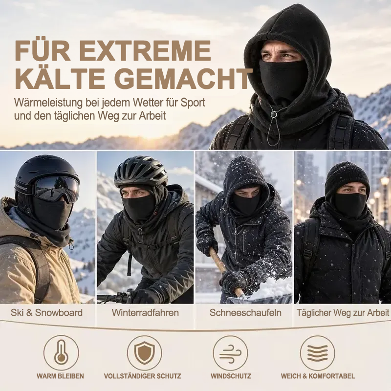 🔥 Integrierte Flanell-Gesichtsmaske mit Mütze – Winddicht & warm