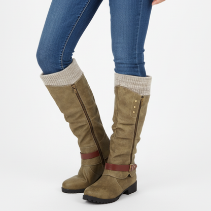 🔥 LETZTER TAG – 80 % RABATT - Damen Winterstiefel mit orthopädischer Unterstützung, Strickkragen & warmer Wollfütterung