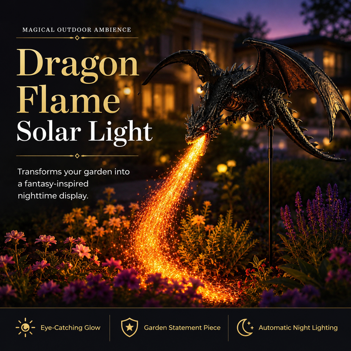 🔥Last Day 49% OFF -🐉 Solar Dragon Fire Garden Light