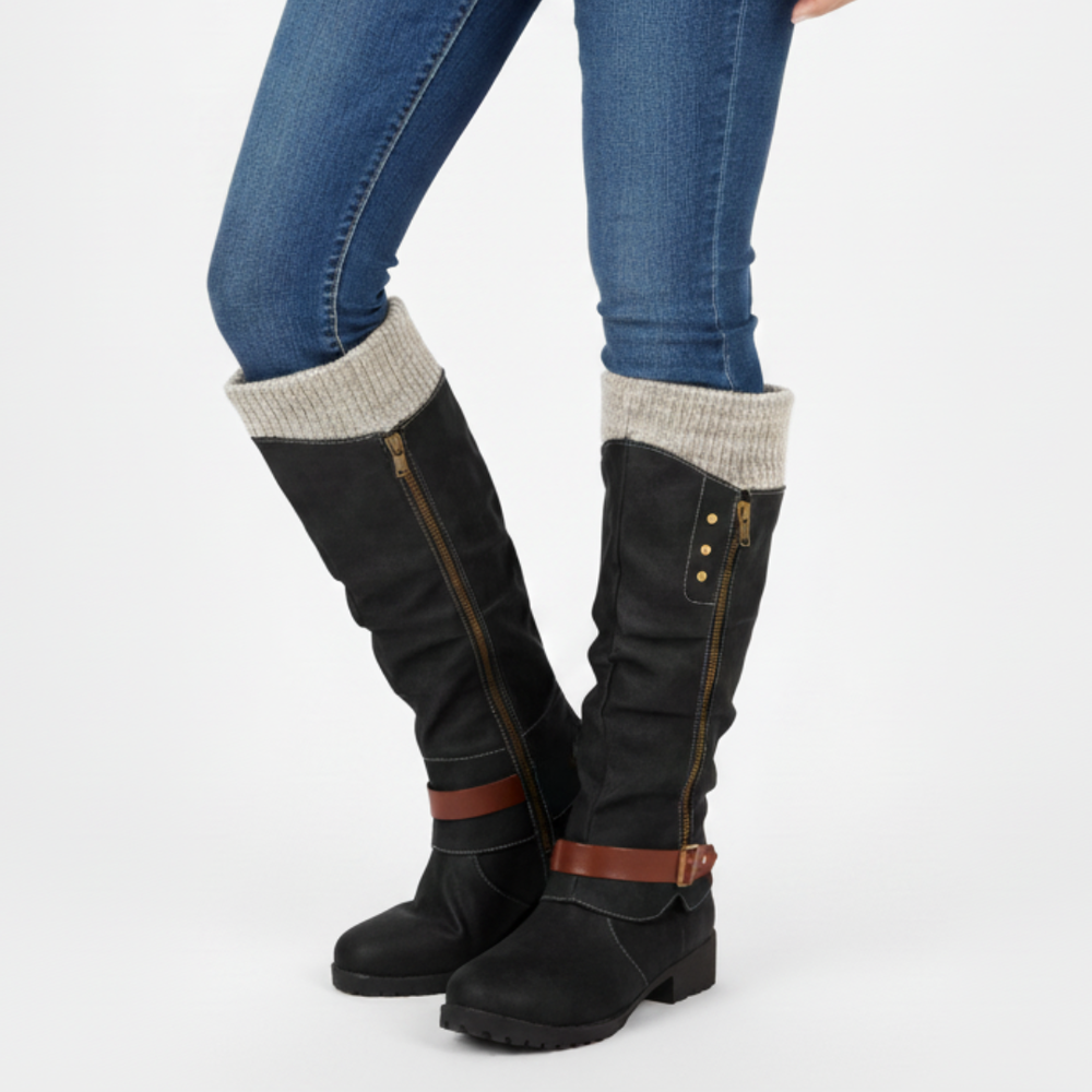 🔥 LETZTER TAG – 80 % RABATT - Damen Winterstiefel mit orthopädischer Unterstützung, Strickkragen & warmer Wollfütterung