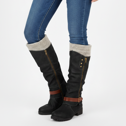 🔥 LETZTER TAG – 80 % RABATT - Damen Winterstiefel mit orthopädischer Unterstützung, Strickkragen & warmer Wollfütterung