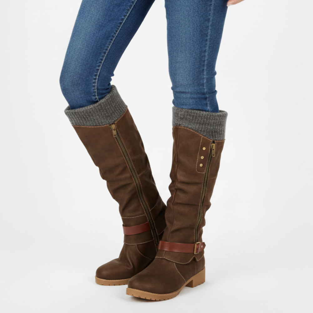 🔥 LETZTER TAG – 80 % RABATT - Damen Winterstiefel mit orthopädischer Unterstützung, Strickkragen & warmer Wollfütterung