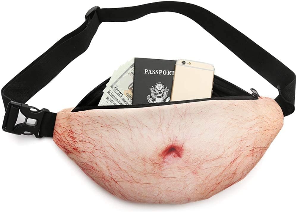 🎁White elephant gift Funny Gag Gifts🤣3D Men Beer Fake Belly Dad Bag Waist Packs🍺Waterproof Fanny Pack Unisex for Father's Day,Christmas,Stocking Stuffers for Men Boyfriend Husband Him Friend Dad