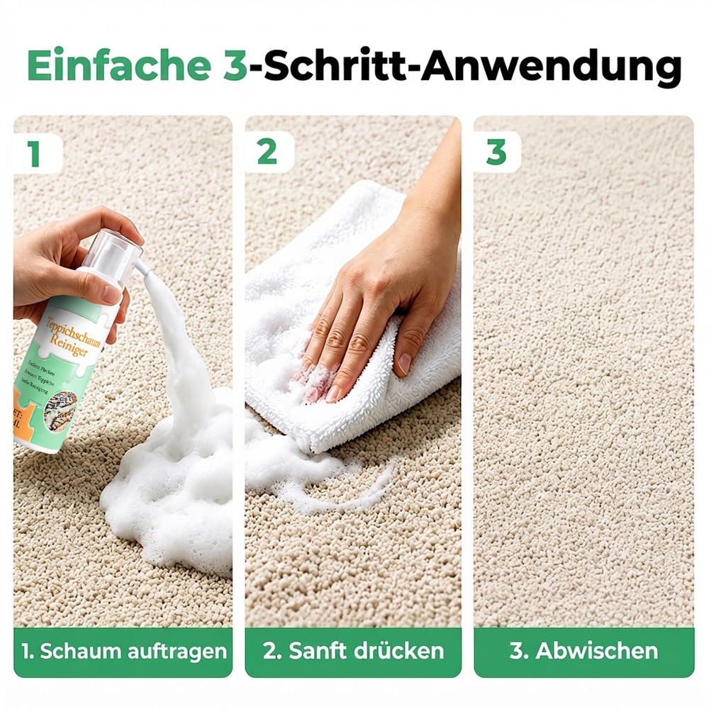 🔥 LETZTER TAG: 80 % RABATT – 🧼Teppich-Schaumreiniger zur Fleckenentfernung ohne Wasser mit Reinigungstuch