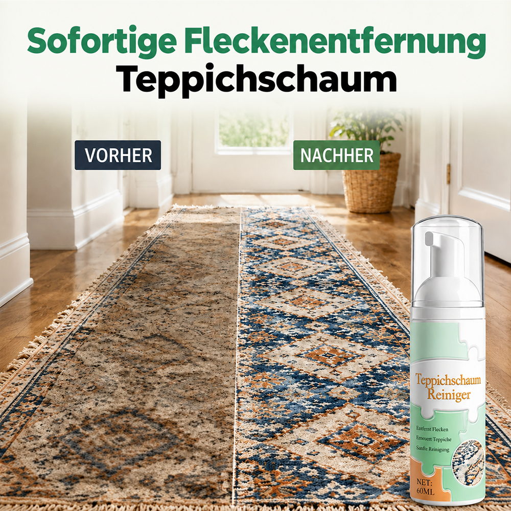 🔥 LETZTER TAG: 80 % RABATT – 🧼Teppich-Schaumreiniger zur Fleckenentfernung ohne Wasser mit Reinigungstuch