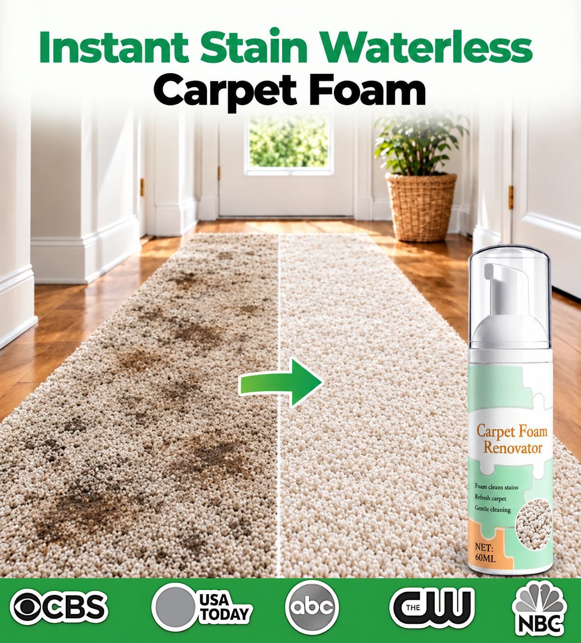 🔥49% OFF TODAY🔥 Waterless Carpet Foam Stain Remover with Towel
