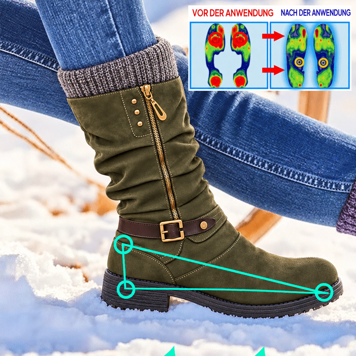 🔥 LETZTER TAG – 80 % RABATT - Damen Winterstiefel mit orthopädischer Unterstützung, Strickkragen & warmer Wollfütterung