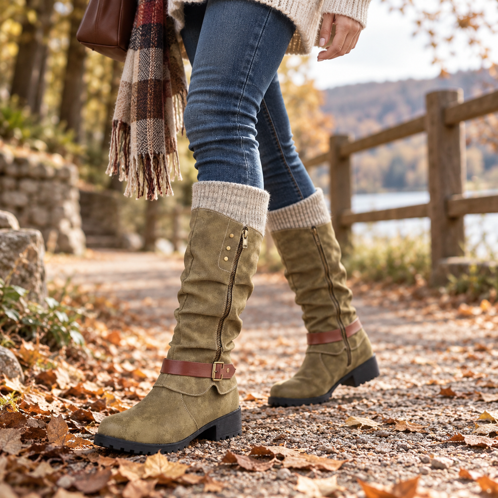 🔥 LETZTER TAG – 80 % RABATT - Damen Winterstiefel mit orthopädischer Unterstützung, Strickkragen & warmer Wollfütterung