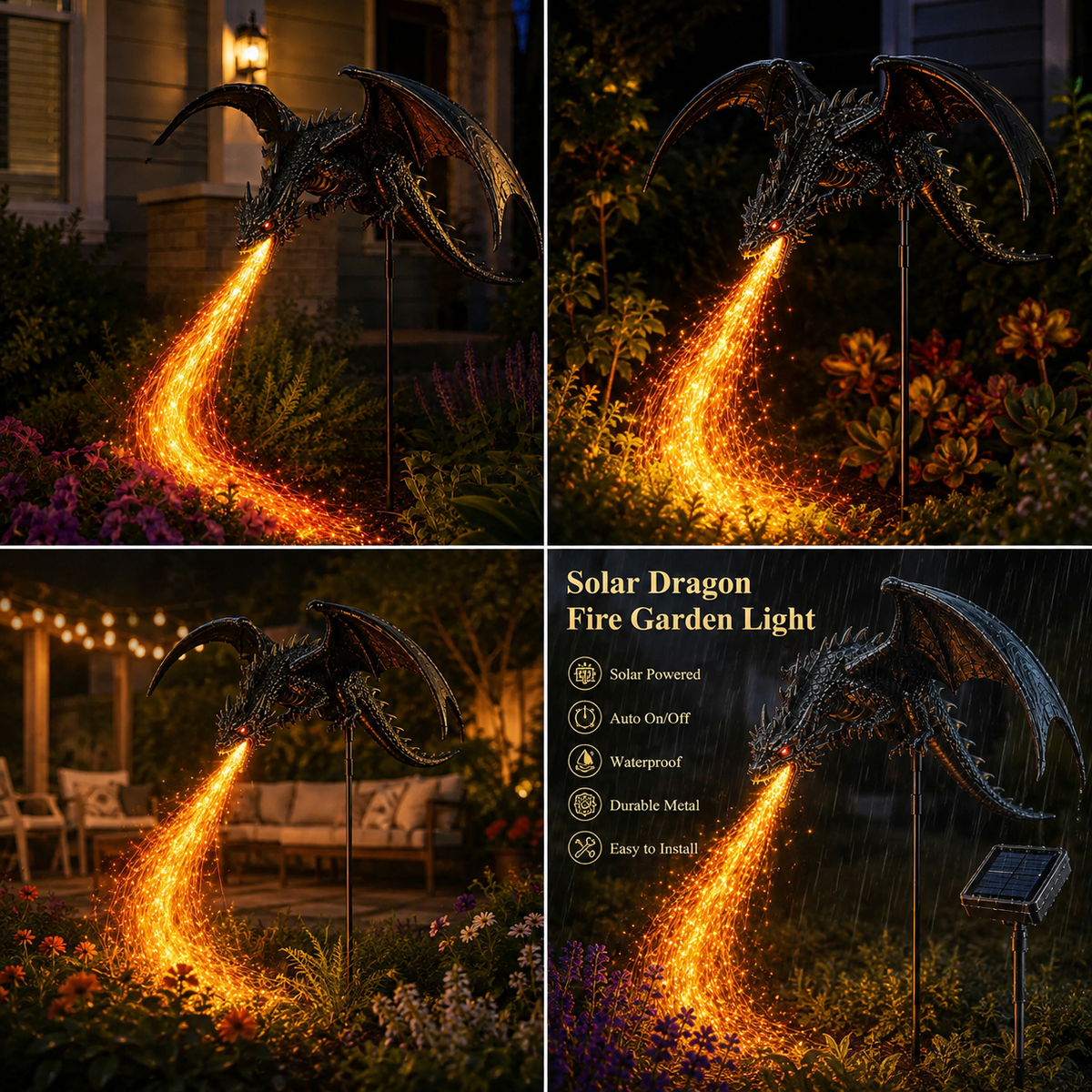 🔥Last Day 49% OFF -🐉 Solar Dragon Fire Garden Light