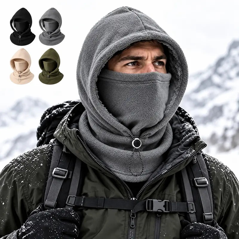 🔥 Integrierte Flanell-Gesichtsmaske mit Mütze – Winddicht & warm