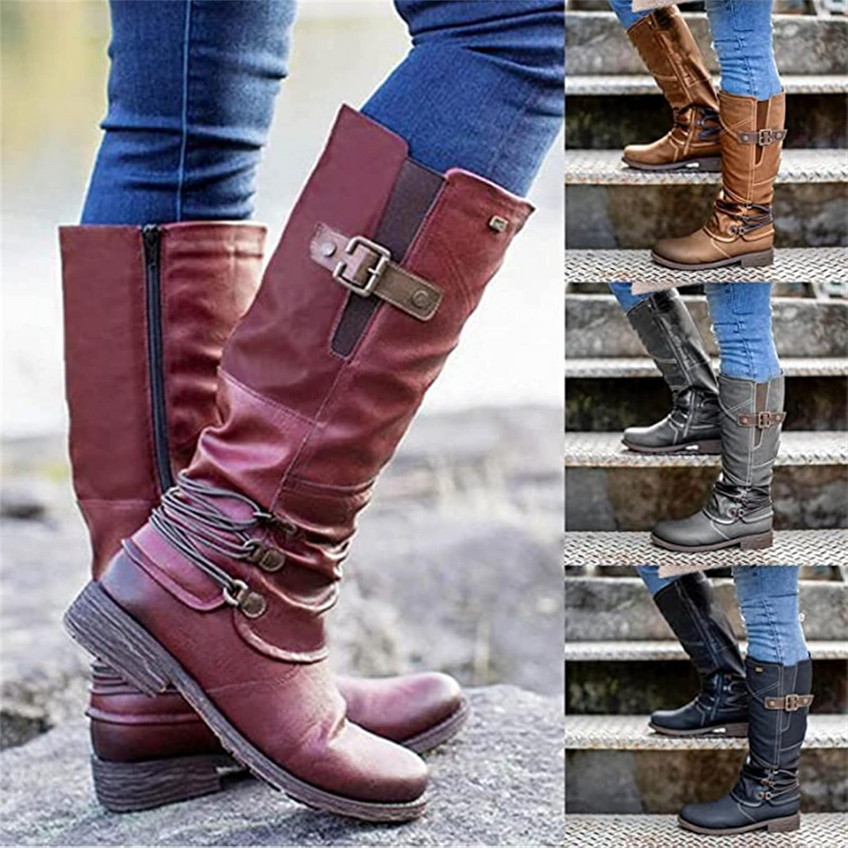 🔥 LETZTER TAG – 80 % RABATT 🔥 Damen Vintage-Schneestiefel mit hohem Schaft & Reißverschluss